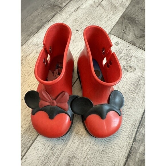 Mini Melissa X Disney Minnie Mouse Baby Girl Boots Red Ears Sugar 10 - Picture 2 of 9